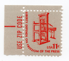 Scott #1593 Freedom of the Press Zip Single Stamp - MNH