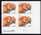 Scott #3036 Red Fox Plate Block of 4 Stamps (P#B1111 LR) - MNH