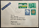 Stamp Swiss Cover Airmail to Virginia USA 1964 #371, 430, B334 & B335