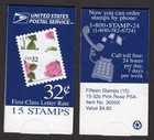 Scott #BK178B (2492f) 32¢ Pink Rose Booklet Pane of 15 Stamps - MNH