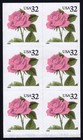 Scott #2492b Pink Rose Booklet Pane of 6 Stamps - MNH Top