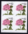 Scott #2492b Pink Rose Booklet Pane of 4 Stamps - MNH Top