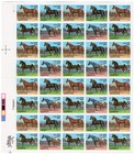 Scott #2158a (2125-28) Horses 22¢ Sheet of 40 Stamps - MNH