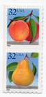 Scott #2494b (2493-94) Peach & Pear Booklet Vertical Pair of Stamps - MNH
