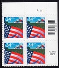 Scott #3470 Flag over Farm Plate Block of 4 Stamps - MNH