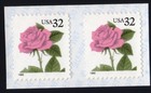Scott #2492g Pink Rose Coil Pair of Stamps - MNH