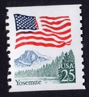 Scott #2280a Flag over Yosemite Single Coil Stamp - MNH EFO Color bleed