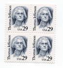 Scott #2185 Thomas Jefferson (Virginia) Block of 4 Stamps MNH