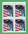 Scott #3965 Statue of Liberty & Flag Block of 4 Stamps - MNH Top