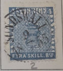 Stamp Sweden 1855 #2 used