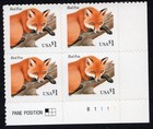 Scott #3036 Red Fox Plate Block of 4 Stamps (P#B1111 LR) - MNH #2