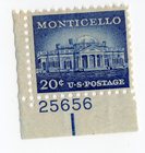 Scott #1047 Monticello Plate # Single Stamp - MNH P#25656 LL