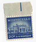 Scott #1047 Monticello Plate # Single Stamp - MNH w/selvage