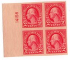 Scott #577 George Washington Red Plate Block of 4 Stamps - MNH