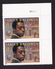 Scott #3871 James Baldwin Plate # Pair of 37¢ Stamps - MNH UR