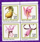 Scott #2079a Orchids Block of 4 Stamps - MNH