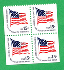 Scott #1598a Fort McHenry Flag Booklet Block of 4 Stamps - MNH