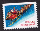 Scott #2585 Santa Sleigh & Reindeer Booklet Single Stamp - MNH