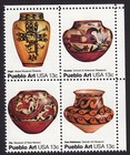Scott #1709a (1706-09) Pueblo Art 13¢ Block of 4 Stamps - MNH Hopi 1st