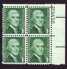 Scott #1278 Thomas Jefferson Plate Block of 4 Stamps - MNH P#29458 UR