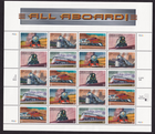 Scott #3337a (3333-3337) All Aboard! Trains Sheet of 20 Stamps - MNH P#3333