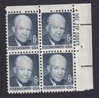 Scott #1393 Dwight Eisenhower Zip Block of 4 Stamps - MNH