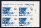Scott #3995 39¢ Winter Olympics - Italy Plate Block of 4 Stamps - MNH UR
