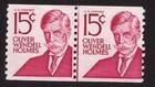 Scott #1305E Oliver Wendell Holmes Type I Shiny Gum Joint Line Pair - MNH #7