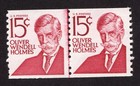 Scott #1305E Oliver Wendell Holmes Type I Shiny Gum Joint Line Pair - MNH #10