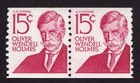 Scott #1305Ei Oliver Wendell Holmes Type II Dull Gum Joint Line Pair - MNH #11