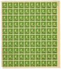 Scott #669 Benjamin Franklin Nebraska Overprint Sheet of 100 Stamps - MNH APEX