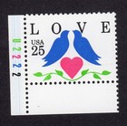 Scott #2440 Love Birds Plate # Single Stamp - MNH P#U2222 LL