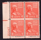 Scott #811 John Quincy Adams Plate Block of 4 Stamps - MNH P#22347 LL #8 VF/XF