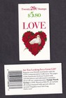 Scott #BK214 (2814a) Love Heart Dove Roses Booklet of 20 Stamps - MNH P#A111111