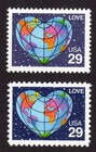Scott #2535 & 2535A Heart Globe Map Single Stamps - MNH