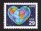 Scott #2535 Love Heart Globe 29c Single Stamp - MNH
