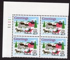 Scott #2400 Christmas Sleigh in Winter Scene Plate Block of 4 Stamps MNH UL Side