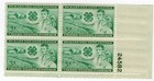 Scott #1005 4-H Clubs Plate Block of 4 Stamps - MNH P#24582 LR