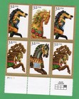 Scott #2979a (2976-79) Carousel Horses Block of 6 Stamps - MNH