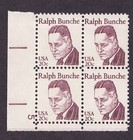 Scott #1860 Ralph Bunche Plate Block of 4 Stamps - MNH P#5 LL