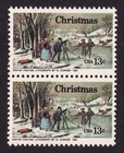 Scott #1702 Christmas Winter Pastime Currier Pair of Stamps - MNH