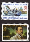 Scott #3001-3002 Naval Academy Tennessee Williams Single Stamps - MNH