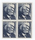 Scott #1280 Frank Lloyd Wright Block of 4 Stamps - MNH Perf Skip EFO