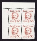 Scott #2196 Bret Harte (Writer, Poet) Plate Block of 4 Stamps - MNH P#1 UL