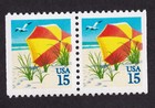 Scott #2443 Beach Umbrella Booklet Horizontal Pair of Stamps - MNH