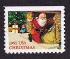 Scott #2584 Santa Kneeling with Bag Booklet Single Stamp - MNH