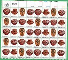 Scott #1709a (1706) Pueblo Pottery Folk Art Sheet of 40 Stamps - MNH UR
