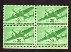 Scott #C29 Twin-motored Green Plane airmail Block - MNH