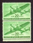 Scott #C29 Twin-motored Green Plane airmail Pair of Stamps - MNH