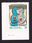 Scott #3227 Share Your Life... Organ & Tissue Donor Plate # Single Stamp - MNH